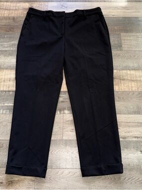 LOFT Dress Pants Women’s 14 Black Twill Tapered Cuffed Stretch Office